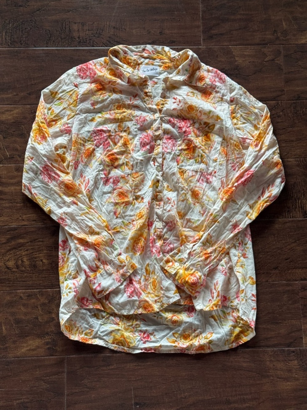 NWOT The Nu Vintage Button Down Long Sleeve Button Down Pink & Yellow Floral